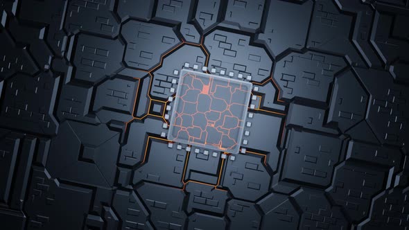 CPU overheating by big data. Technology cpu background. Pulses and signals alt