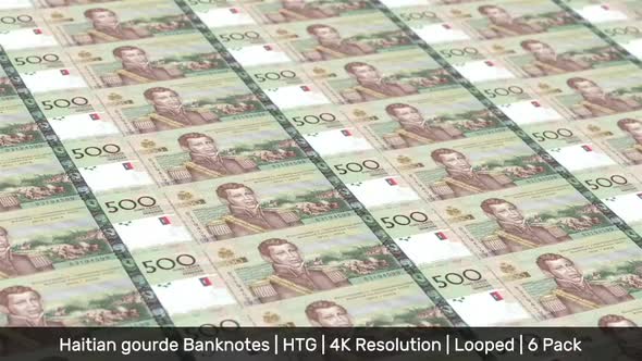 Haiti Banknotes Money / Haitian gourde / Currency G / HTG / 6 Pack - 4K alt
