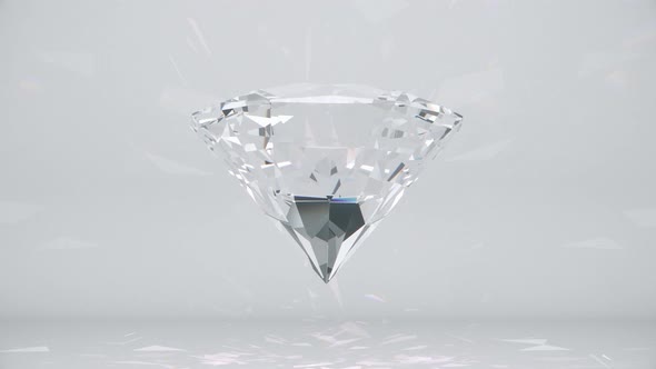 Large Sparkling Clear Diamond Rotating Loop With Reflections on White Background
