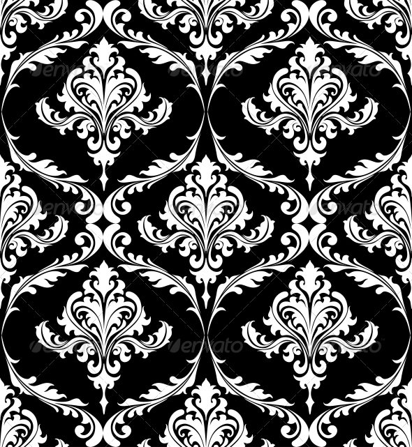 Black and White Vintage Damask Pattern - Patterns Decorative