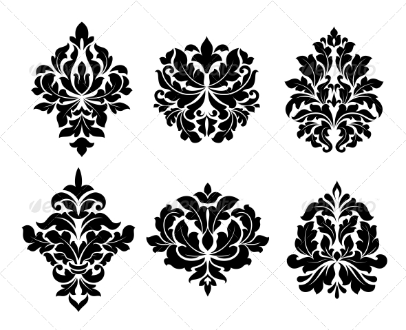 Collection of Six Different Arabesque Designs - Flourishes / Swirls Decorative