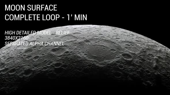Moon Surface Close Up Perfect Loop + Alpha