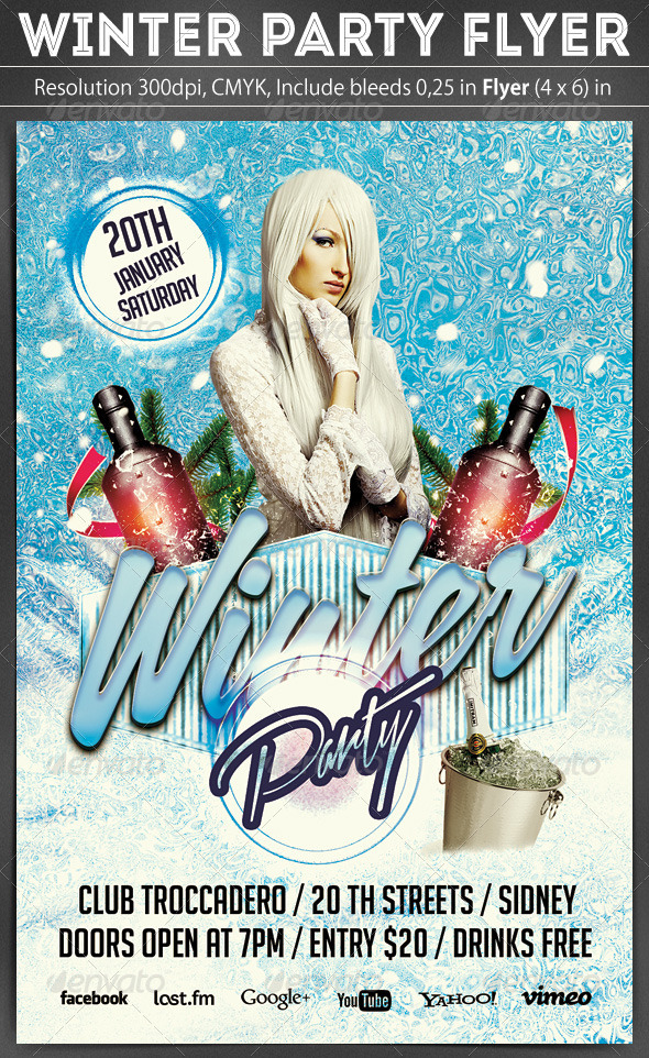 Winter Party Flyer Template - Clubs & Parties Events
