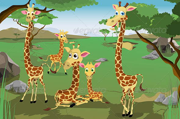 Family of Giraffes - Animals Characters