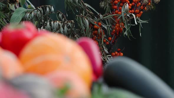 Sea Buckthorn and Pumpkins on the Market.