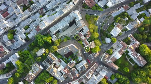 AERIAL: Top Down Overhead View of Paris Streets in Summer alt