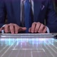 Businessman Writing On Hologram Desk Tech Word  Smart Grid - VideoHive Item for Sale