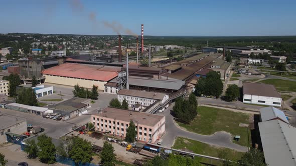 Aerial View on Industrial Facilities on Street of City in Daytime