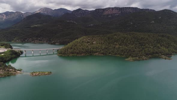 Aerial View of the Water Reservoir Llosa Del Cavall LLeida Catalonia Spain