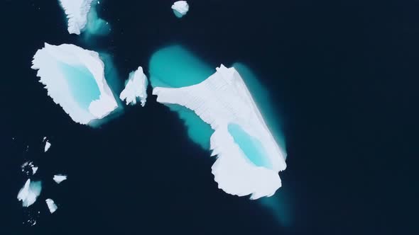 AERIAL ZI MS Iceberg on water at Cuverville Island / Antarctic Peninsula, Antarctica