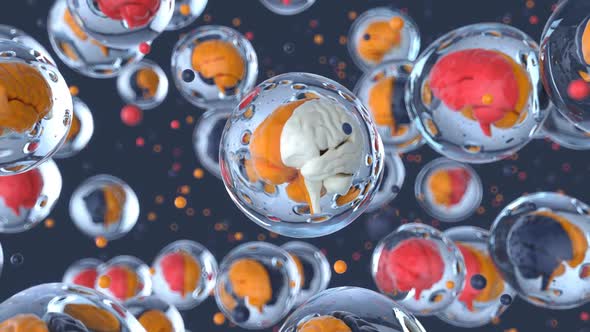 Abstract art background of a brain bubbles factory alt