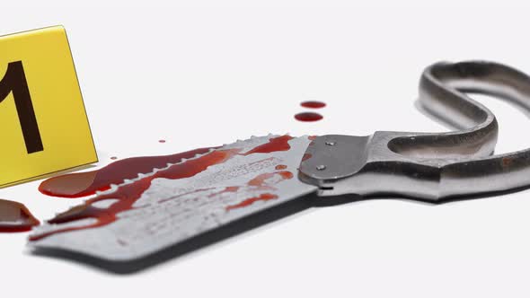 At the Crime Scene, Medical Hacksaw in the Blood alt