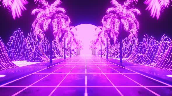 Synthwave Neon Glowing Background