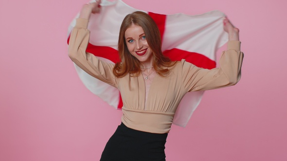 Businesswoman Girl Waving British Flag Celebrating Independence Day National Holiday Human Rights alt