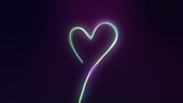Glowing neon heart shape lights alt
