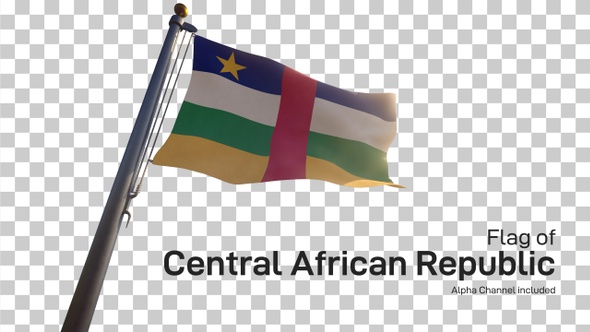 Central African Republic Flag on a Flagpole with Alpha-Channel alt