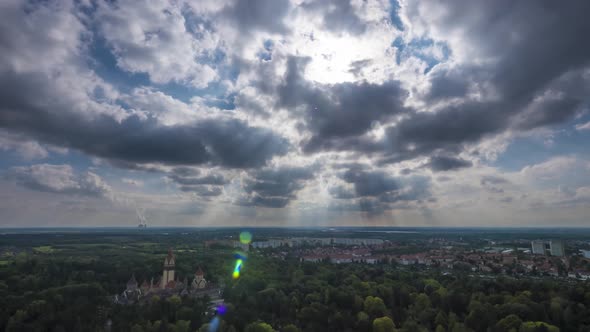 Timelapse of Leipzig and cloudy sky, Saxony, Germany alt