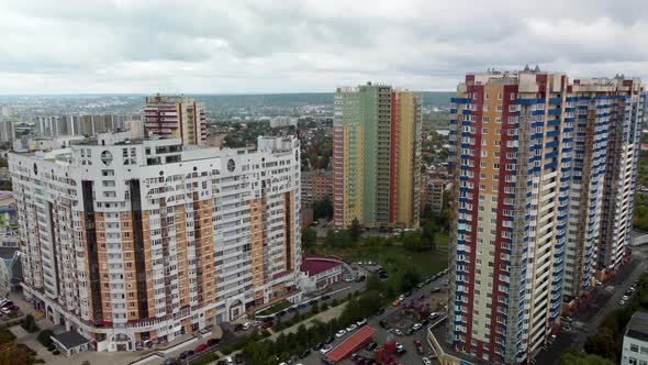 Kharkiv city aerial. Multistory modern buildings