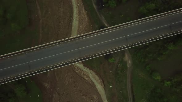 Flying Over the Bridge in the Beautiful Mountains of Georgia Aero