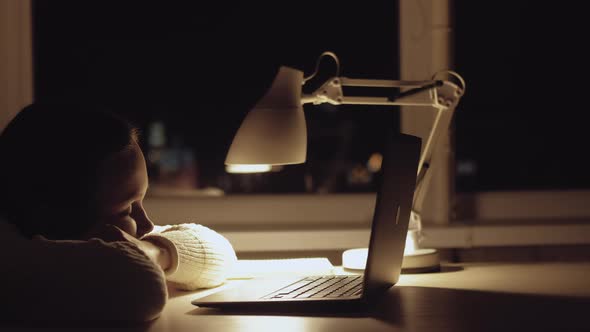 Tired Woman Overload Information Online Education alt