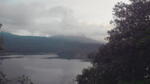 Flight Overlooking the Sacred Lakes of Tamblingan and Beratan Located High in the Mountains in the alt