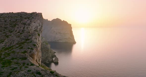 Scenic Aerial View of a Mountainous Region in Majorca with Cliffs alt