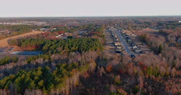 Aerial View of Small Town in Boiling Spring South Carolina with Autumn Fall Season the Residential alt