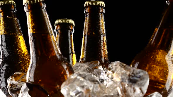 Bottles with a Tempo Drink, They Are for Oktoberfest. Black Background. Close Up alt