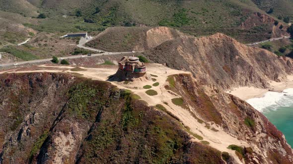 AERIAL: drone, devil's slide bunker, circulating view 1 alt