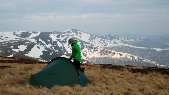 Tourist Near His Tent