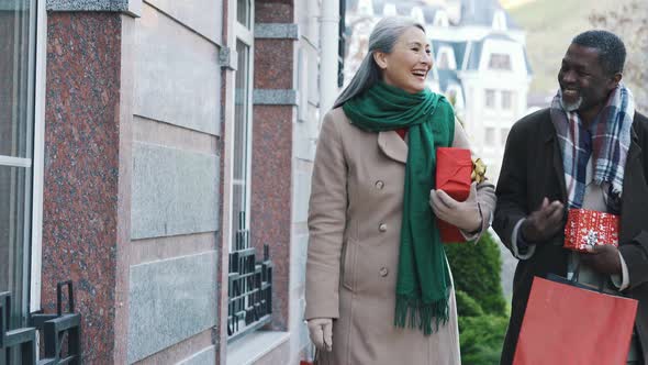 Happy multiethnic senior couple alt