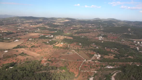 Nature and landscapes on the island of Ibiza. View from a helicopter spans over the sea. Beautiful v alt