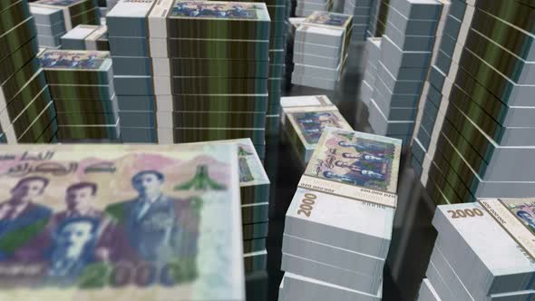 3d flight over the Algeria Dinar money banknote packs loop alt