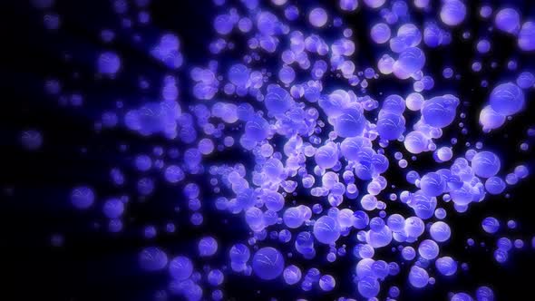 Beautiful Glowing Large Blue Particles Animation on a Black Background