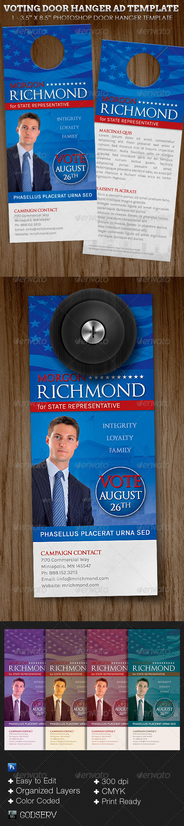 Voting Campaign Door Hanger Template - Miscellaneous Print Templates