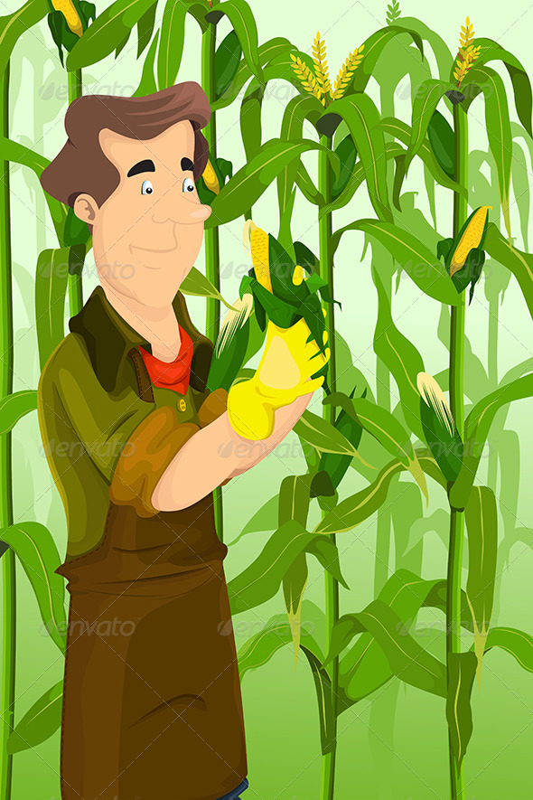 Farmer Harvesting Corns - People Characters