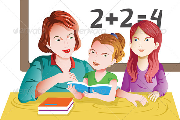 Teacher and Student in the Classroom - People Characters