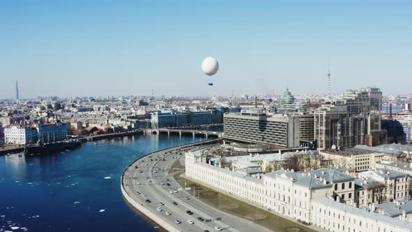 White Air Balloon in the City, Saint-Petersburg, Russia