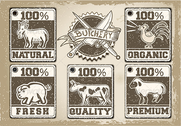 Vintage Butcher Shop Label - Decorative Vectors