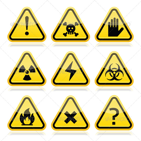 Danger Risk Warning Traingle Signs Set - Abstract Conceptual