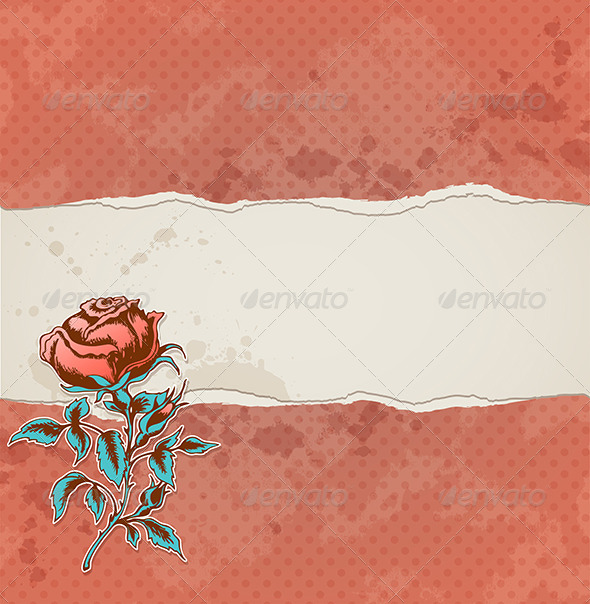 Background with Torn Paper and Rose - Backgrounds Decorative