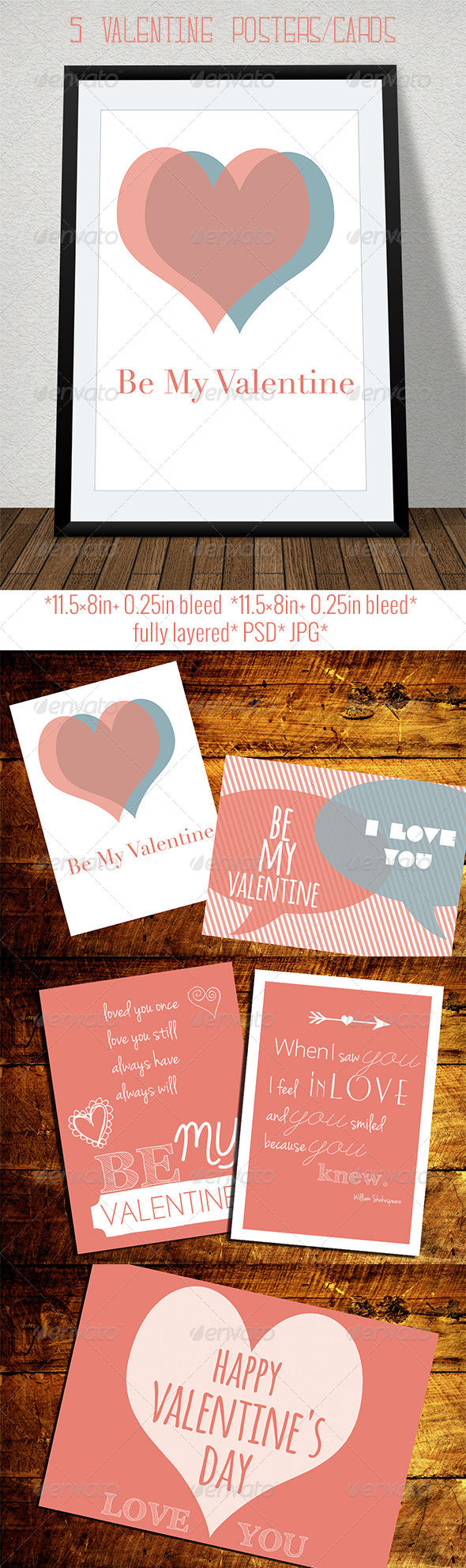 Set of Retro Valentine's Day Cards and Posters - Holiday Greeting Cards
