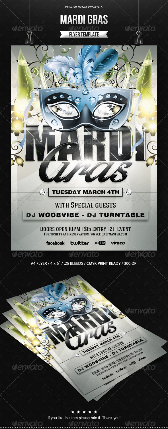 Mardi Gras - Flyer - Clubs & Parties Events