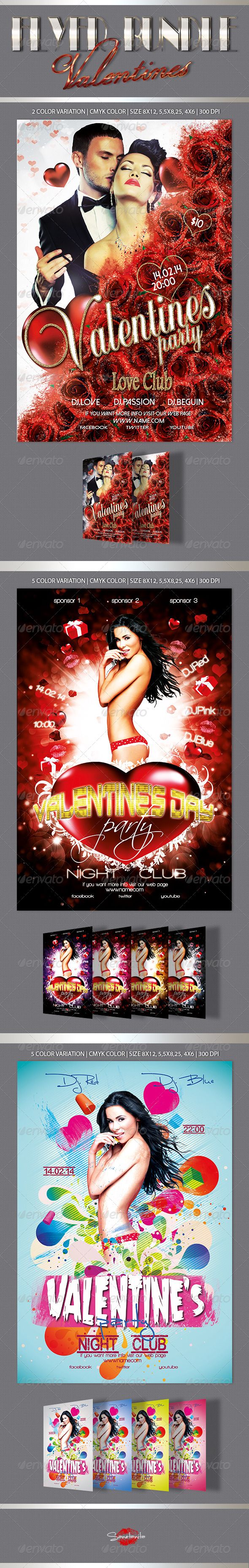 Valentine's Flyers Bundle - Holidays Events