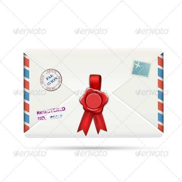 Old-Fashioned Airmail Envelope With Seal - Man-made Objects Objects