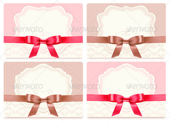 Collection of Gift Cards with Ribbons Background - Seasons/Holidays Conceptual