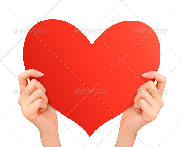 Two Hands Holding Red Heart - Valentines Seasons/Holidays
