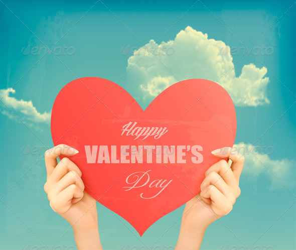 Two Hands Holding Red Heart - Valentines Seasons/Holidays