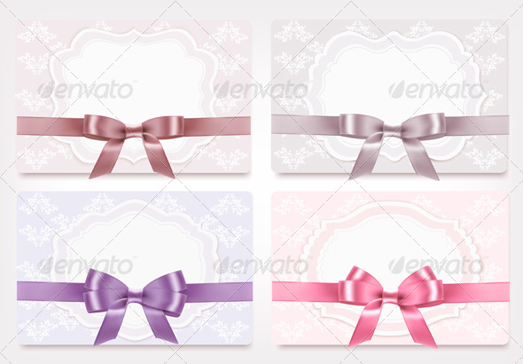 Collection of Gift Cards with Ribbons and Bows - Seasons/Holidays Conceptual