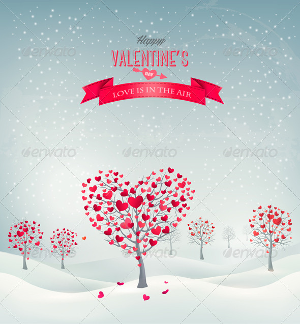 Valentine Trees with Heart-Shaped Leaves - Valentines Seasons/Holidays